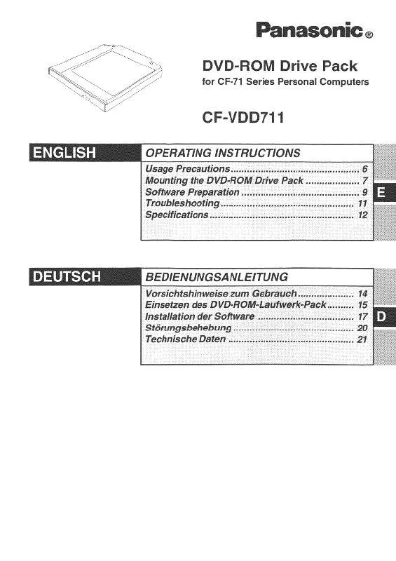 Mode d'emploi PANASONIC CF-VDD711