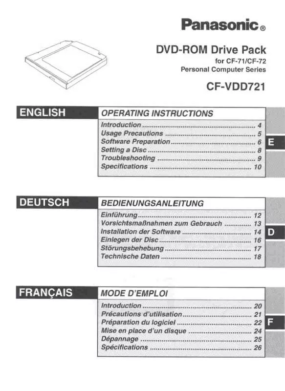 Mode d'emploi PANASONIC CF-VDD721