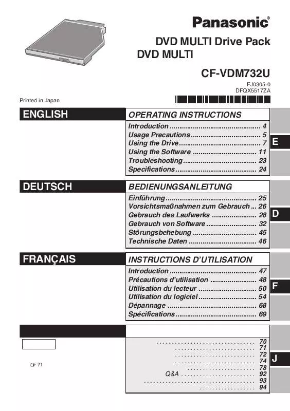 Mode d'emploi PANASONIC CF-VDM732