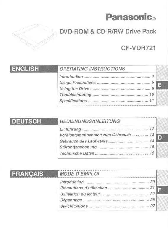 Mode d'emploi PANASONIC CF-VDR721