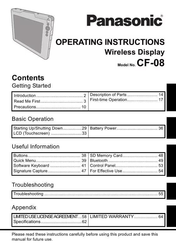 Mode d'emploi PANASONIC CF-08