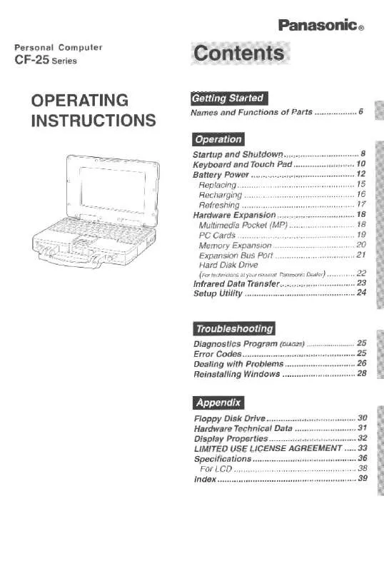 Mode d'emploi PANASONIC CF-25EGC4DAM