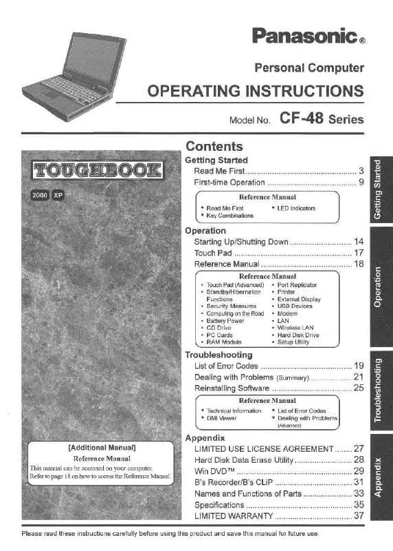 Mode d'emploi PANASONIC CF-48E4KFUDM