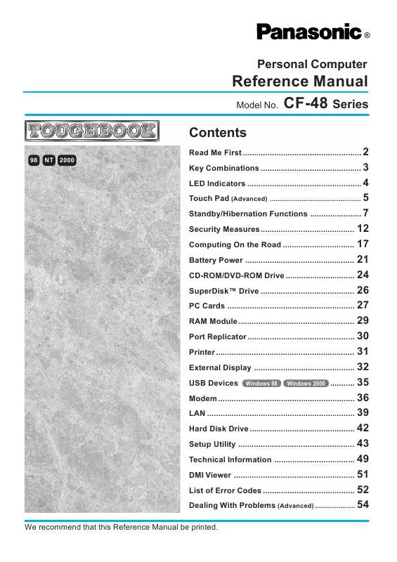 Mode d'emploi PANASONIC CF-48M3XXXXX