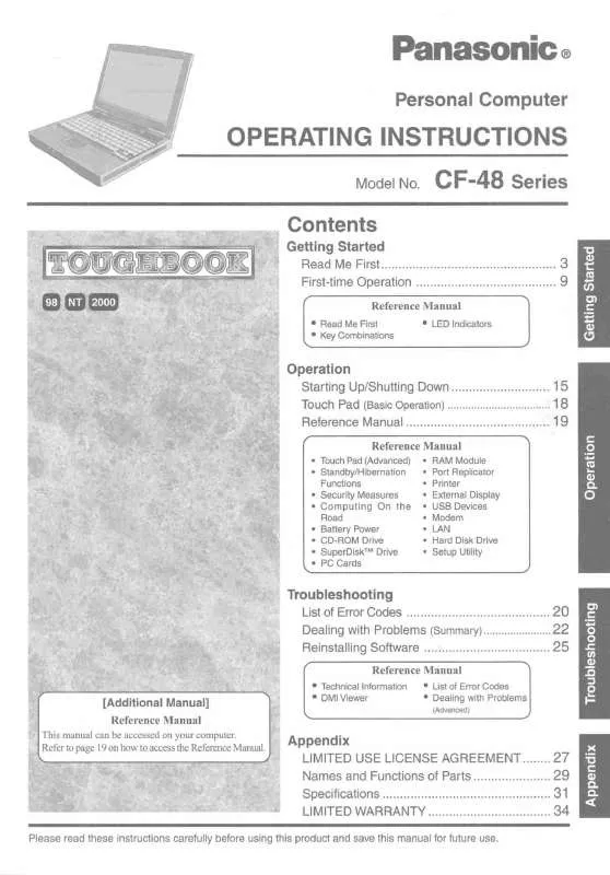 Mode d'emploi PANASONIC CF-48P4FAAEM