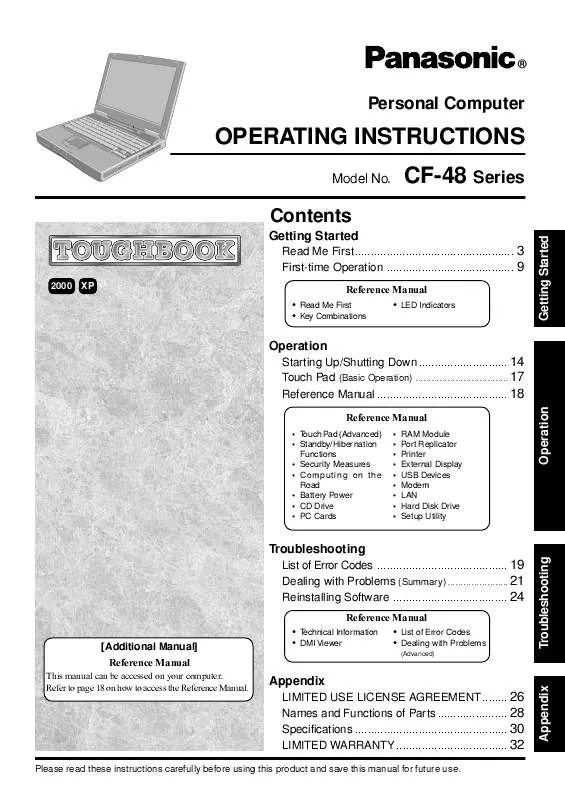 Mode d'emploi PANASONIC CF-48V4XX