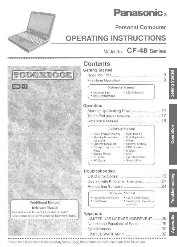 Mode d'emploi PANASONIC CF-48X4KHUQM