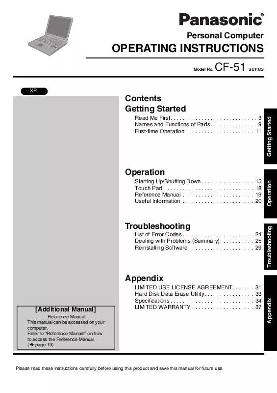 Mode d'emploi PANASONIC CF-51ABLBAKM