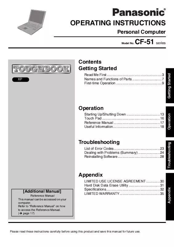 Mode d'emploi PANASONIC CF-51LCCDDBM