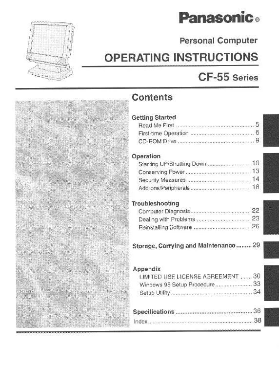 Mode d'emploi PANASONIC CF-55F5F4AM