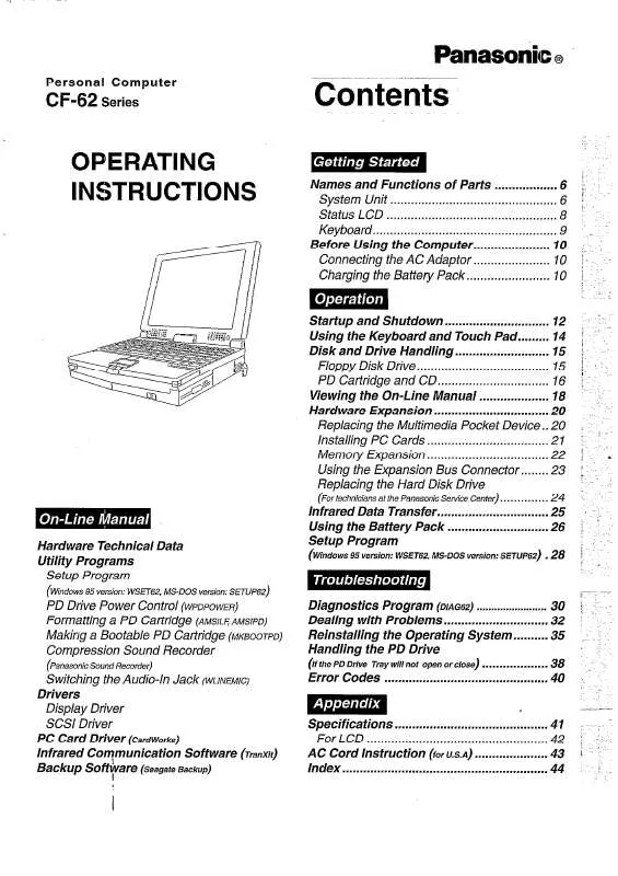 Mode d'emploi PANASONIC CF-61XXXAAE