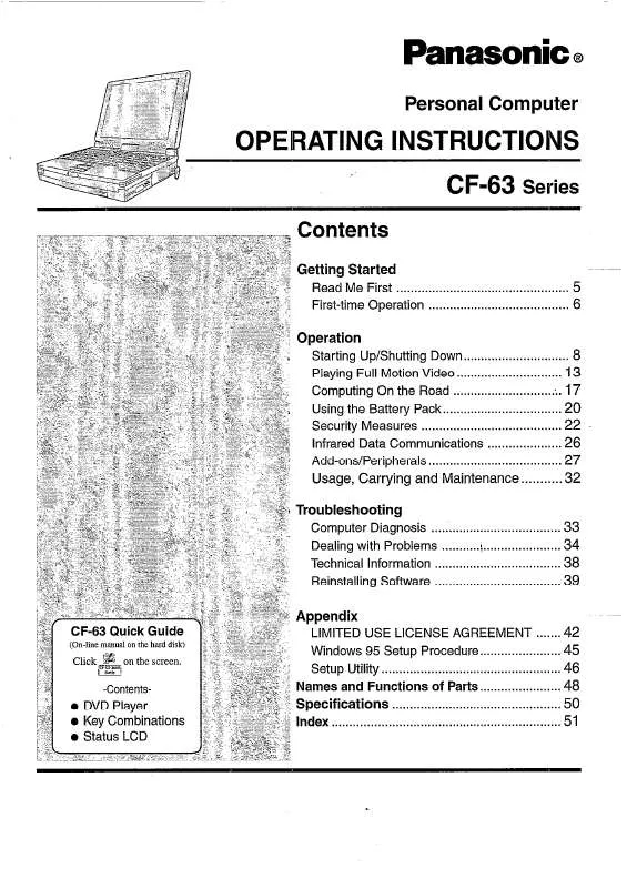 Mode d'emploi PANASONIC CF-63XXXAAE