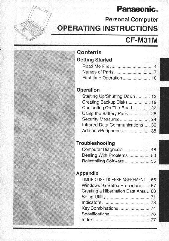 Mode d'emploi PANASONIC CF-M31M