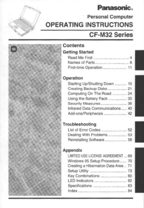 Mode d'emploi PANASONIC CF-M32W5M