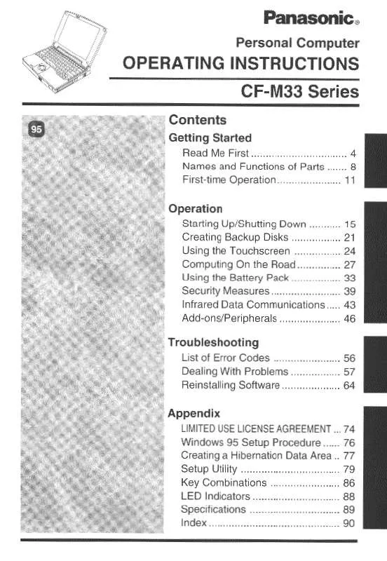 Mode d'emploi PANASONIC CF-M33W5M