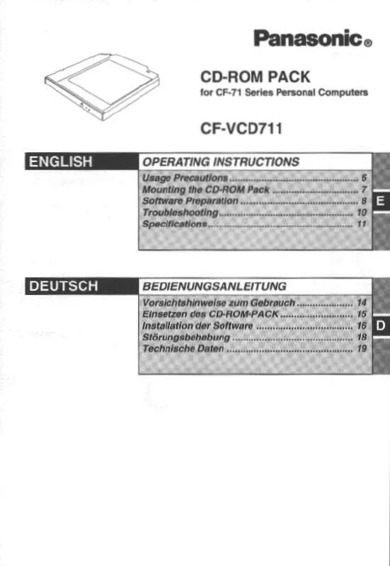 Mode d'emploi PANASONIC CF-VCD711W