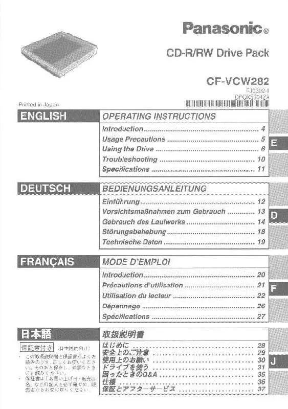 Mode d'emploi PANASONIC CF-VCW282U