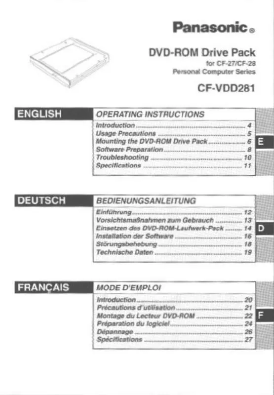 Mode d'emploi PANASONIC CF-VDD281