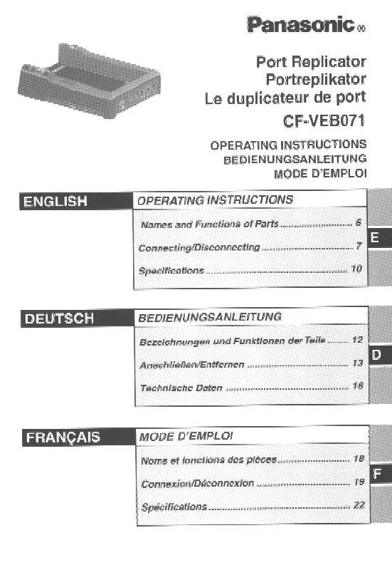 Mode d'emploi PANASONIC CF-VEB071W