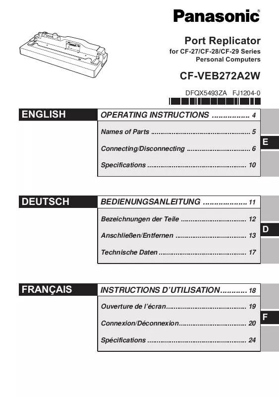 Mode d'emploi PANASONIC CF-VEB272A2W