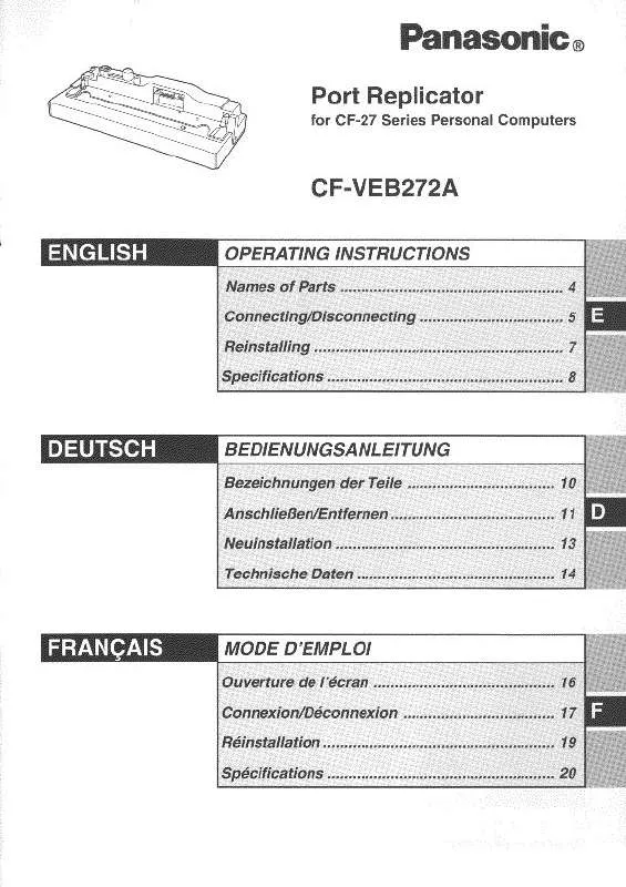 Mode d'emploi PANASONIC CF-VEB272AW