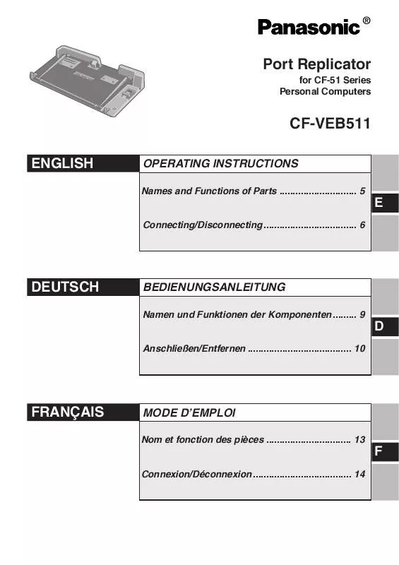 Mode d'emploi PANASONIC CF-VEB511