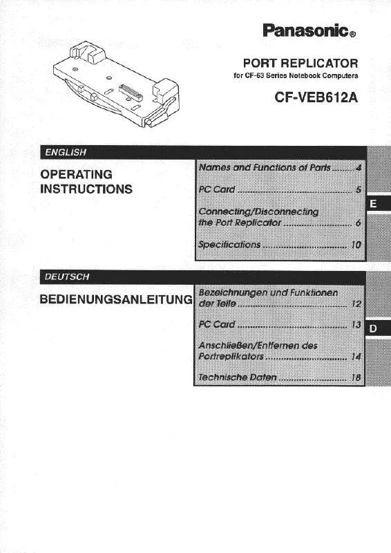 Mode d'emploi PANASONIC CF-VEB612A