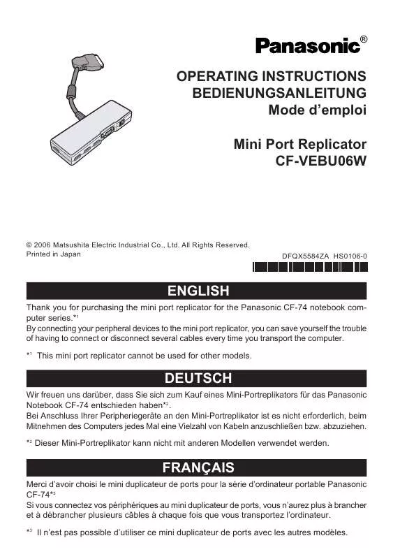 Mode d'emploi PANASONIC CF-VEBU06W