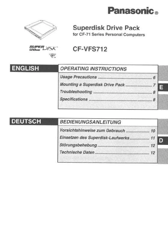 Mode d'emploi PANASONIC CF-VFS712W