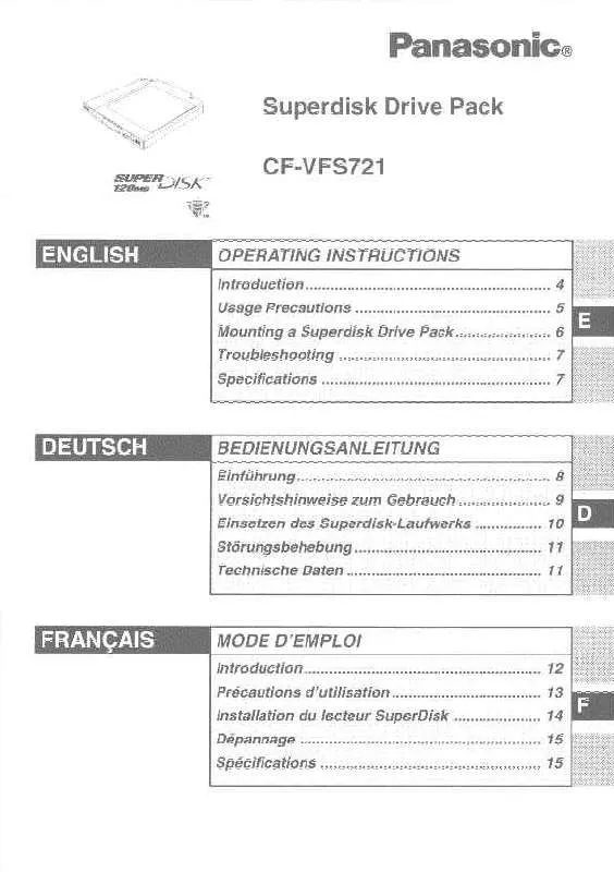 Mode d'emploi PANASONIC CF-VFS721W