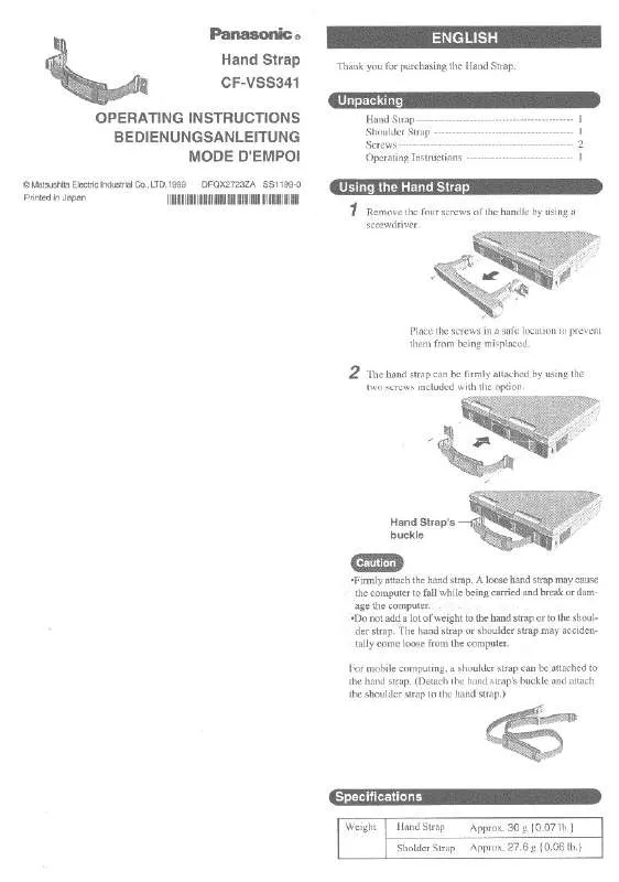 Mode d'emploi PANASONIC CF-VSS341W