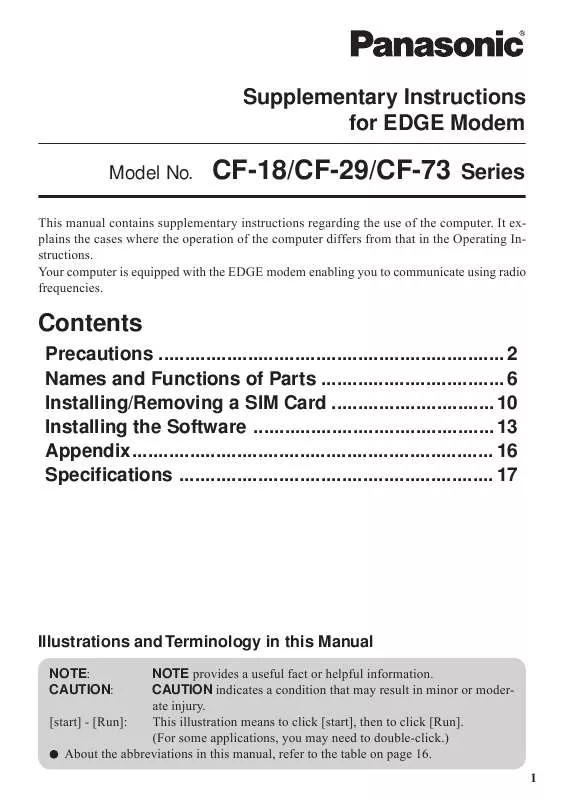 Mode d'emploi PANASONIC CF-WEW18004