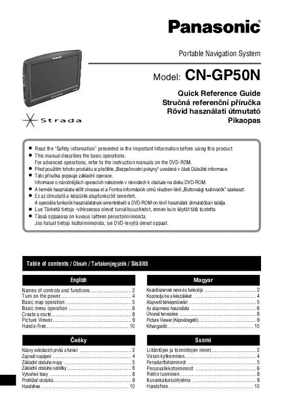 Mode d'emploi PANASONIC CN-GP50N