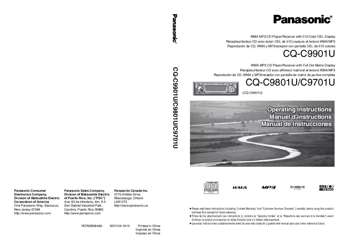 Mode d'emploi PANASONIC CQ-C9801