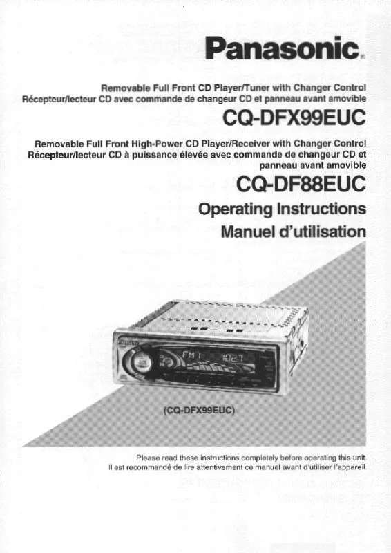 Mode d'emploi PANASONIC CQ-DF88