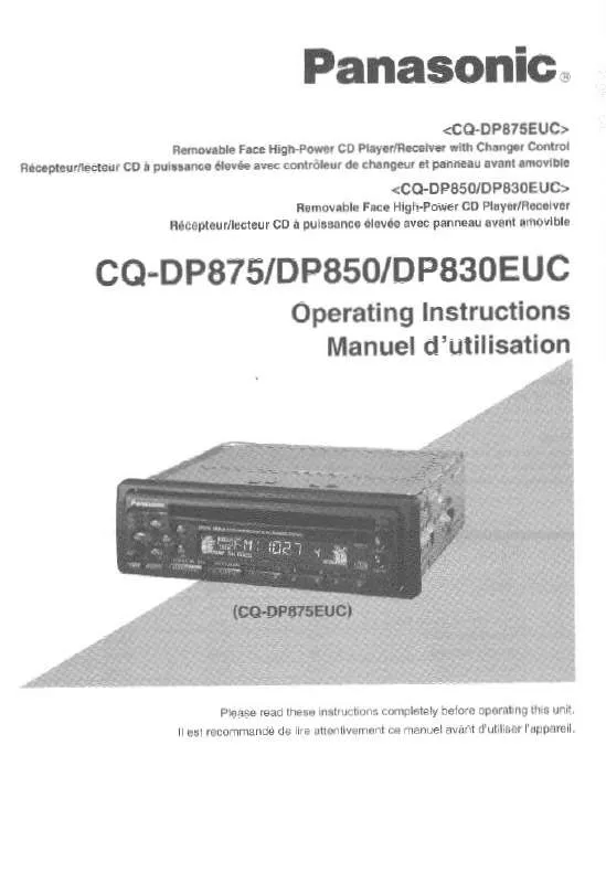 Mode d'emploi PANASONIC CQ-DP830