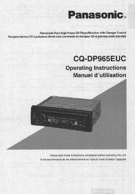 Mode d'emploi PANASONIC CQ-DP965