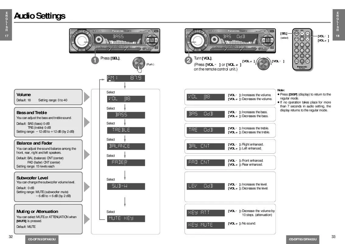 Mode d'emploi PANASONIC CQ-DF783U