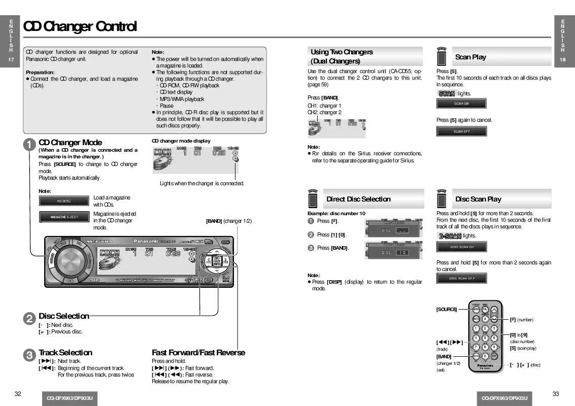 Mode d'emploi PANASONIC CQ-DF903U