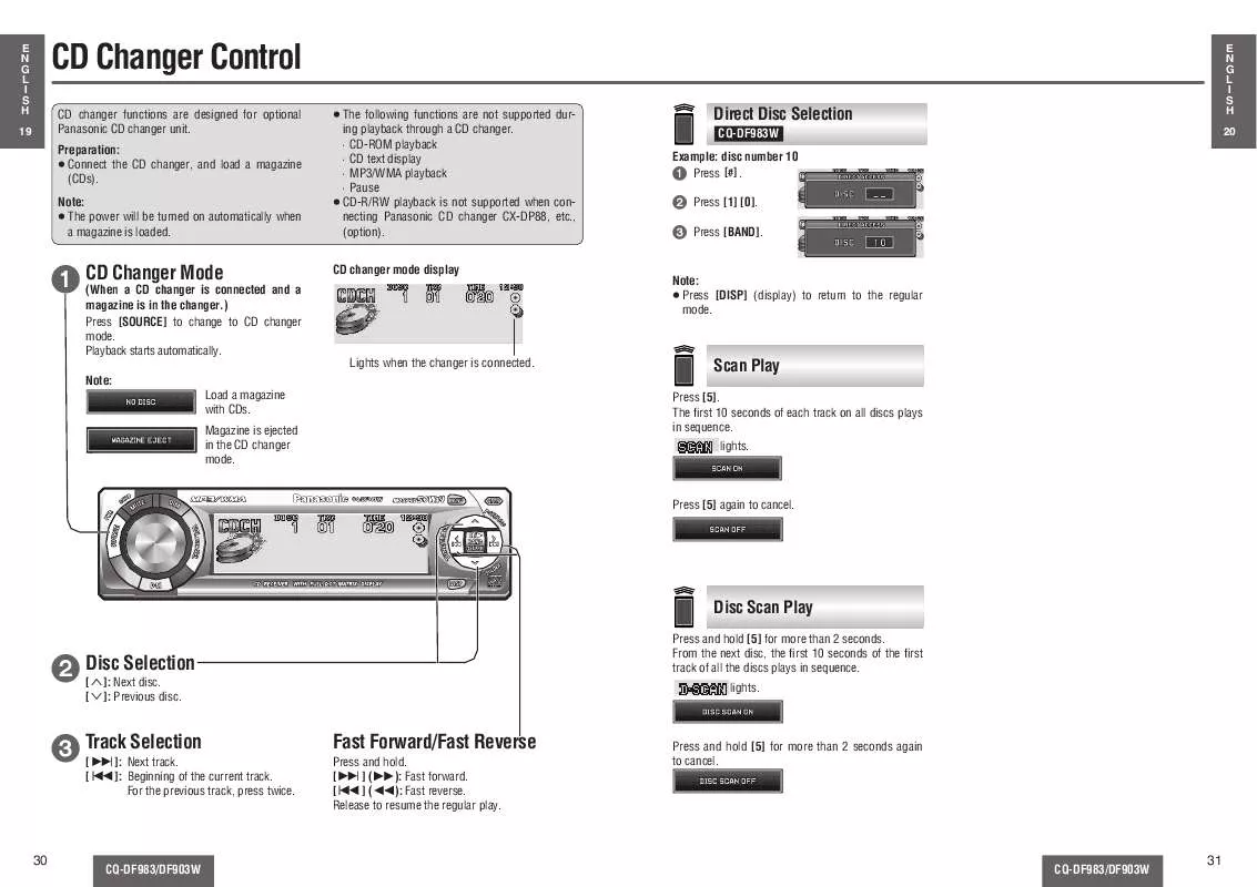 Mode d'emploi PANASONIC CQ-DF903W