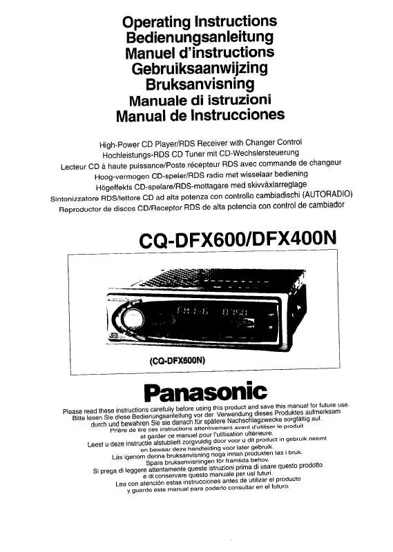 Mode d'emploi PANASONIC CQ-DFX600N