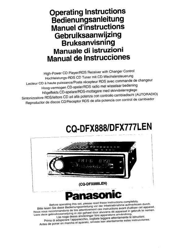 Mode d'emploi PANASONIC CQ-DFX888