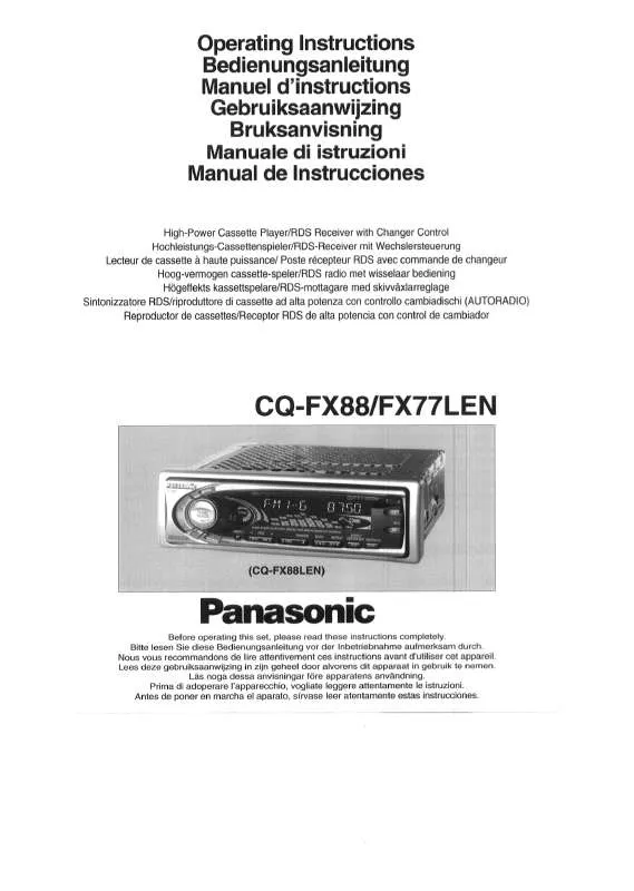 Mode d'emploi PANASONIC CQ-FX77