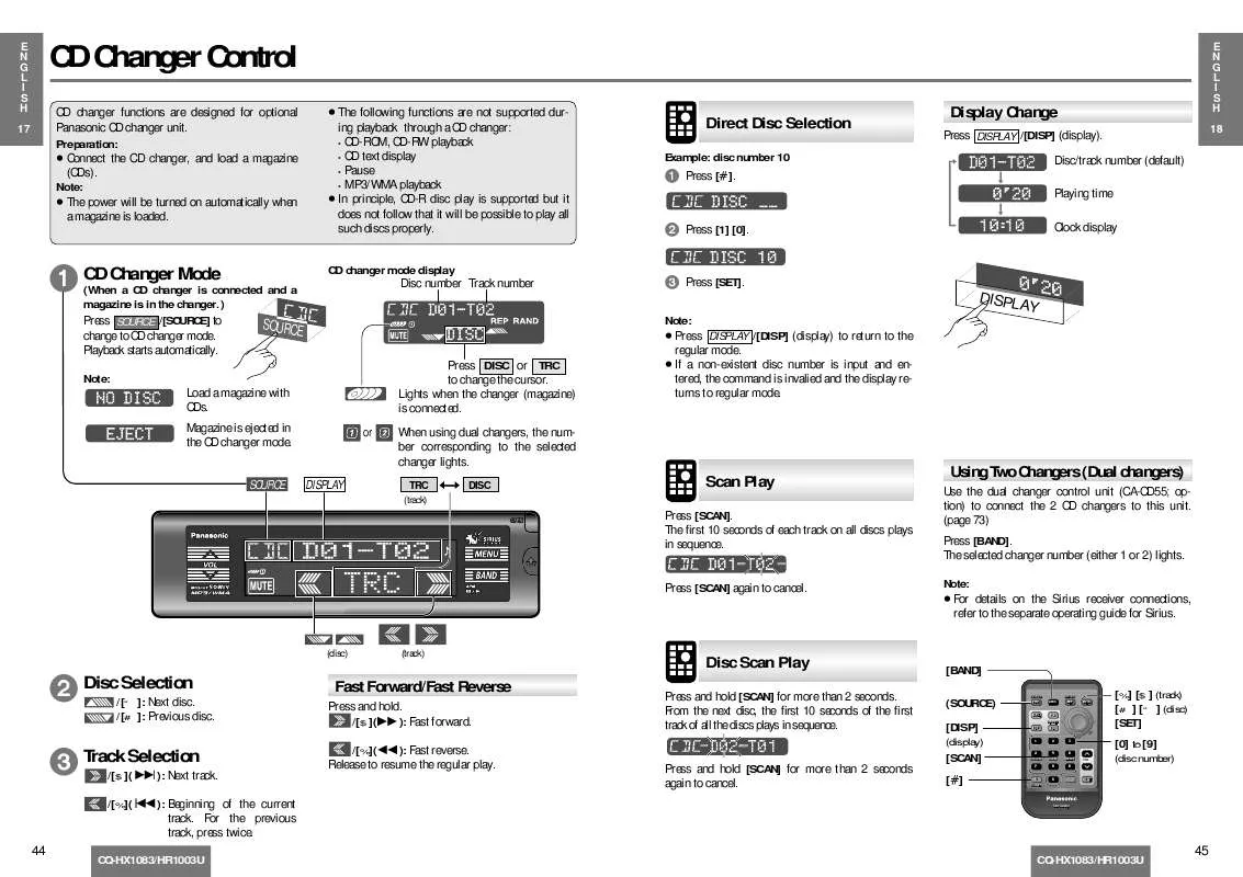 Mode d'emploi PANASONIC CQ-HR1003U