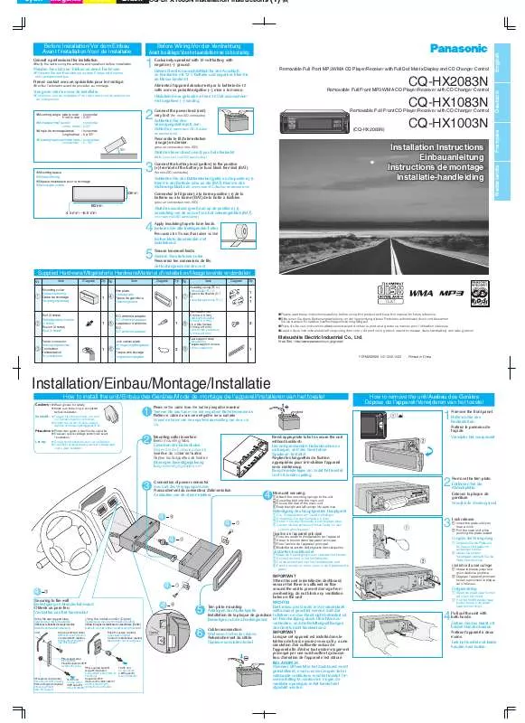 Mode d'emploi PANASONIC CQ-HX2083N