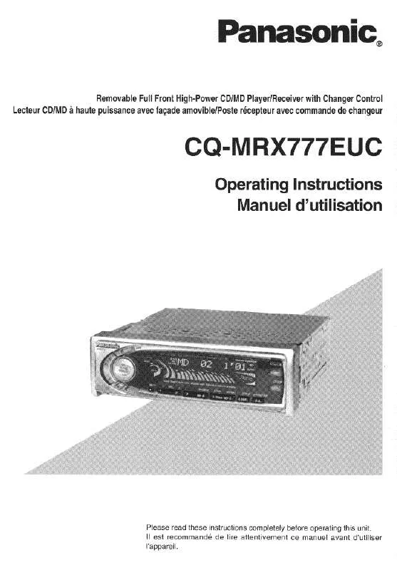 Mode d'emploi PANASONIC CQ-MRX777EUC