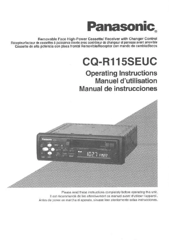 Mode d'emploi PANASONIC CQ-R115SEUC