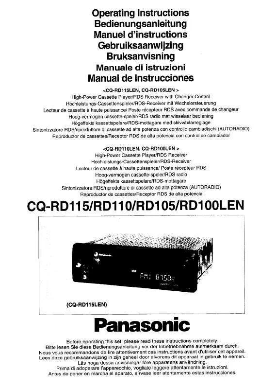 Mode d'emploi PANASONIC CQ-RD105