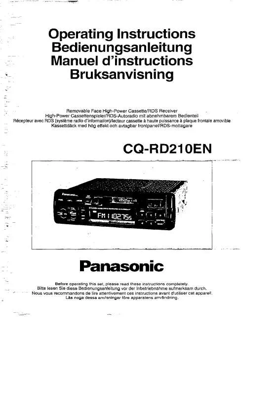 Mode d'emploi PANASONIC CQ-RD210E