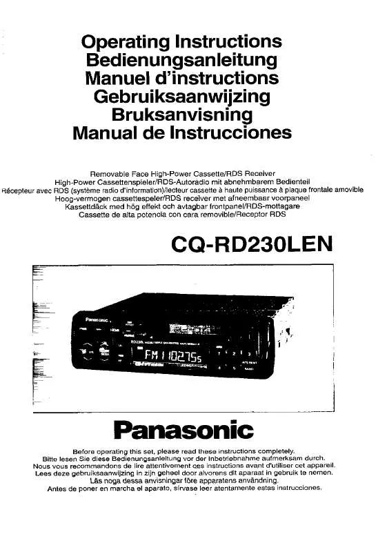 Mode d'emploi PANASONIC CQ-RD230LE